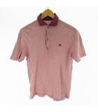 バーバリーブラックレーベル BURBERRY BLACK LABEL ポロシャツ 半袖 ボーダー ホース 刺繍 ワインレッド 3 三陽商会 トップス コットン