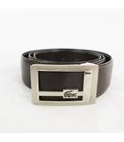 ラコステ LACOSTE La CHEMISE ベルト バックル ロゴ 茶 ブラウン シルバー金具 レザー 牛革 ビジネス