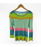 M 長袖 ニット カットソー 薄手 ボーダー マルチカラー レーヨン 福助株式会社 ヴィンテージ オールド トップス