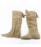 オデットエオディール Odette e Odile アローズ 36 約22cm ロング ブーツ フリンジ 裏ボア スウェード レザー モカ ブラウン 茶 革靴