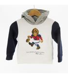 ポロ ラルフローレン POLO RALPH LAUREN 3/3T 100 キッズ 子供服 パーカー スウェット プルオーバー ベアー 熊 プリント ホワイト 白 紺 ネイビー グレー