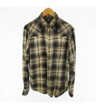 ダブルアールエル RRL ラルフローレン シャドーオンブレ チェック ウエスタンシャツ 長袖 M レーヨン ウール コットン ブラウン ブラック グリーン