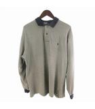 ポロ バイ ラルフローレン Polo by Ralph Lauren 90s L ポロシャツ 長袖 ボーダー 刺繍 紺 ネイビー ヴィンテージ オールド ボリビア製 コットン トップス