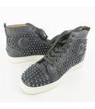 クリスチャンルブタン Christian louboutin 40 約25cm LOUIS SPIKE ルイス スパイク スタッズ スニーカー ハイカット シューズ グレー レザー 靴