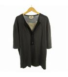 エルメス HERMES XL カシミヤ シルク ニット セーター 半袖 薄手 切り替えし オリーブ ブラック ベージュ エルメスジャポン(株)