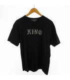 ワールドワイドフェイマス WORLD WIDE FAMOUS L Tシャツ 半袖 ラインストーン プリント ロゴ ブラック 黒 コットン