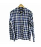 マインデニム MINEDENIM 3 V.NEP CHECK FLANNEL OPNE COLLAR SHIRT 2209-5002-37-032 チェック フランネル オープンカラー シャツ 長袖 ブルー ホワイト 青 コットン 開襟 トップス