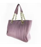 ブルガリ BVLGARI モネーテ ナッパプリセ チェーン トートバッグ ハンドバッグ ショルダー 肩掛け プリーツ レザー パープル ゴールド金具 鞄