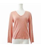 ラルフローレン RALPH LAUREN カットソー Tシャツ ロンT 長袖 Vネック コットンニット M ピンク系 0527