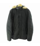 プラダスポーツ PRADA SPORT ダウンジャケット ジップアップ フード ラクーンファー 44 黒 ブラック /HO ●ECO