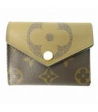 ルイヴィトン LOUIS VUITTON 美品 ポルトフォイユ ゾエ 二つ折り財布 ウォレット モノグラム ジャイアントリバース レザー 茶 ブラウン M80725 /HO