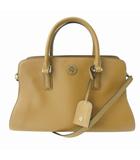 トリーバーチ TORY BURCH ロビンソン サッチェル 2way ハンドバッグ ショルダー キーチャーム レザー 茶 ブラウン 0702 ☆AA★