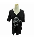 × A MAN of ULTRA コラボ Tシャツ ロゴ プリント 切替 ボーダー 半袖 2 黒 ブラック グレー 0719