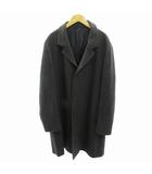 ランバン LANVIN 美品 ステンカラーコート シャドーチェック ウール 54 黒 ブラック グレー 0719 ●ECO