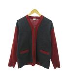 ポールスミス PAUL SMITH ヴィンテージ ニット カーディガン ジップアップ ウール バイカラー 紅 ボルドー グレー 1022 ■YHS8