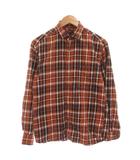 プラステ PLST シャツ M オレンジ 長袖 総柄 チェック柄 /AE ■YHS3
