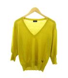 ポールスミス ブラック Paul Smith BLACK 薄手 ニット セーター チェリー 刺繍 ウール 長袖 XL 黄 イエロー 1104