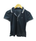 ナイキ NIKE ドライフイット ポロシャツ スウォッシュ ロゴ 刺繍 半袖 S 紺 ネイビー 1109