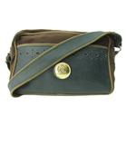 ロエベ LOEWE ショルダーバッグ ロゴ パッチ キャンバス レザー 緑 茶 グリーン ブラウン 1111