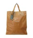 ラルフローレン RALPH LAUREN レザー トートバッグ 肩掛け ロゴ プレート 茶 ブラウン