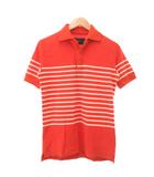 ポロシャツ ボーダー 比翼仕立て M オレンジ 橙色 ホワイト 白 /YJ ■YHS12