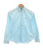 ラルフローレン RALPH LAUREN シャツ ブラウス 9 長袖 ロゴ 刺繍 水色 ライトブルー /AE ■YHS12