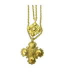 シャネル CHANEL ヴィンテージ ダブル ネックレス クロス CC ロゴ 金メッキ 金色 ゴールドカラー ☆AA★