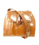 パンテントレザー ショルダーバッグ ロゴ エナメル 皮革 茶系 ブラウン系