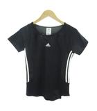 アディダス adidas スポーツウエア フィットネス カットソー ロゴ プリント 半袖 S 黒 ブラック