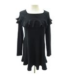 トゥービーシック TO BE CHIC 美品 フリル ニット ワンピース ひざ丈 黒 ブラック 2 約M