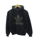 アディダス adidas ヴィンテージ プルオーバー パーカー フーディ トレフォイル ロゴ プリント 長袖 M 黒 ブラック 0105