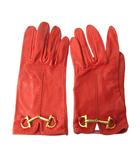 グッチ GUCCI 手袋 グローブ ホースビット レザー 赤 レッド 0105
