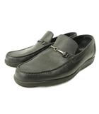 ア・テストーニ a.testoni ビットローファー レザー シルバー金具 黒 ブラック 5.5 約26.5cm