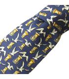 サルヴァトーレフェラガモ Salvatore Ferragamo 美品 ネクタイ レギュラータイ 鳥 総柄 絹 シルク 紺 ネイビー 0203