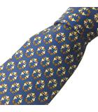 サルヴァトーレフェラガモ Salvatore Ferragamo 美品 ネクタイ レギュラータイ ゾウ 総柄 絹 シルク 青 ブルー 0203