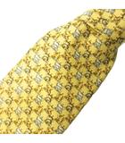 サルヴァトーレフェラガモ Salvatore Ferragamo 美品 ネクタイ レギュラータイ 犬 総柄 絹 シルク 黄 イエロー 0203