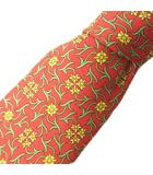 エルメス HERMES 美品 ネクタイ レギュラータイ 花柄 絹 シルク 赤 レッド 0203