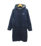 アンダーアーマー UNDER ARMOUR 美品 ベンチコート フード ロゴ プリント ロング丈 LG 紺 ネイビー 0204