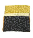 サルヴァトーレフェラガモ Salvatore Ferragamo 美品 スカーフ レオパード柄 ストライプ ロゴ プリント 絹 シルク マルチカラー 0207