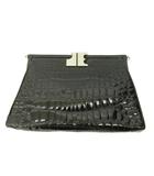 シャルル ジョルダン CHARLES JOURDAN ショルダーバッグ ロゴ 金具 クロコ 型押しレザー 黒 ブラック 0204