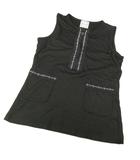 シャネル CHANEL 美品  希少 07A スポーツライン ニット セーター ココマークテープ ハーフジップ ウール ナイロン ノースリーブ 36 黒 ブラック 0206