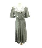 クロエ CHLOE チェック ワンピース スカート レース グレー 40 約M～L