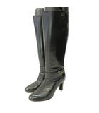 シャルル ジョルダン CHARLES JOURDAN ロング ブーツ サイドジッパー 黒 ブラック 6.5 約23.5cm