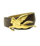 エトロ ETRO ペガサス レザー ベルト ゴールド金具 茶 ブラウン 65