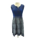 消しプリーツ チュニック ワンピース チェック 青 ブルー 2 約M IF74FJ727