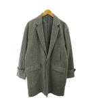 ナノユニバース nano universe LB.03/ 美品 へリンボンショートブルゾン チェスターコート ウール ミドル丈 M グレー 0323