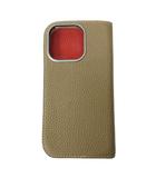 ボナベンチュラ BONAVENTURA 美品 Iphone 13用 スマートフォン ケース 手帳型 レザー グレージュ 0323