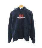 チャンピオン CHAMPION × シックスティエイトアンドブラザーズ 68&BROTHERS コラボ プルオーバー パーカー フーディ ロゴ プリント 長袖 M 紺 ネイビー 0402 STK