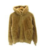 チャンピオン CHAMPION 美品 フリースジャケット ブルゾン フード ジップアップ 目あり ロゴ 刺繍 M 茶 ブラウン 0402