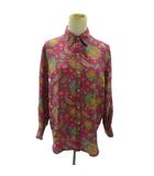 ローレンラルフローレン LAUREN RALPH LAUREN シャツ 花柄 絹 シルク 長袖 M ピンク 0406 ■GY99